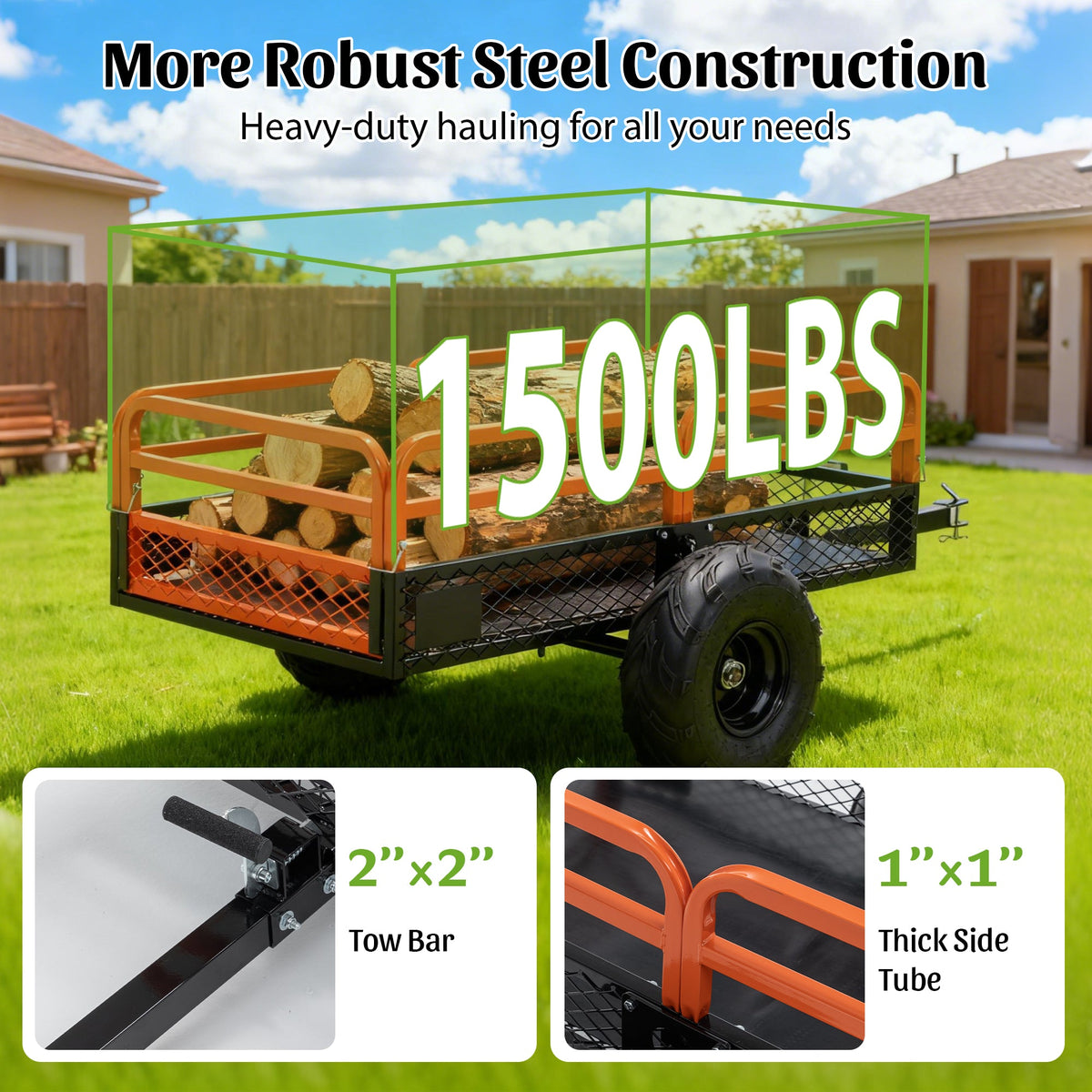 1500LBS Capacity Dump Cart Trailer