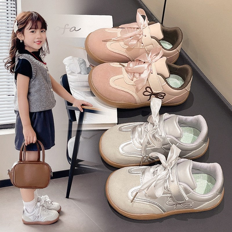 2026 Spring Autumn New Kids Skate Shoes, Breathable German Trainers, Fashion Bow Casual Sneakers For Little & Big Girls