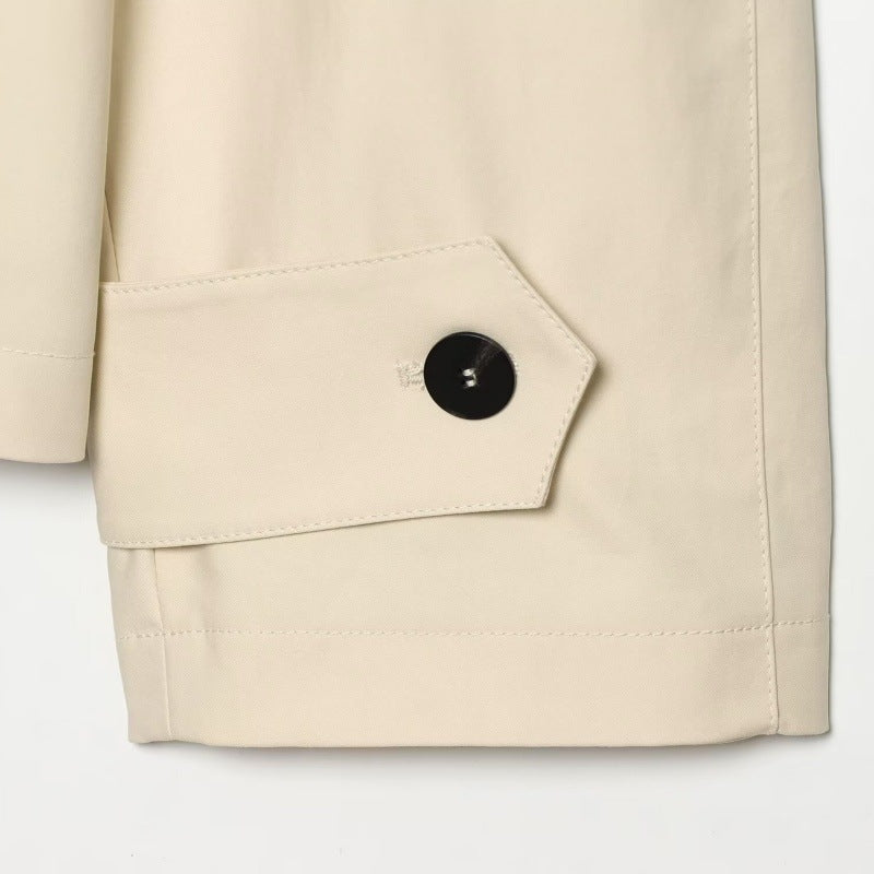 Womens Loose-fitting Short Lapel Trench Coat