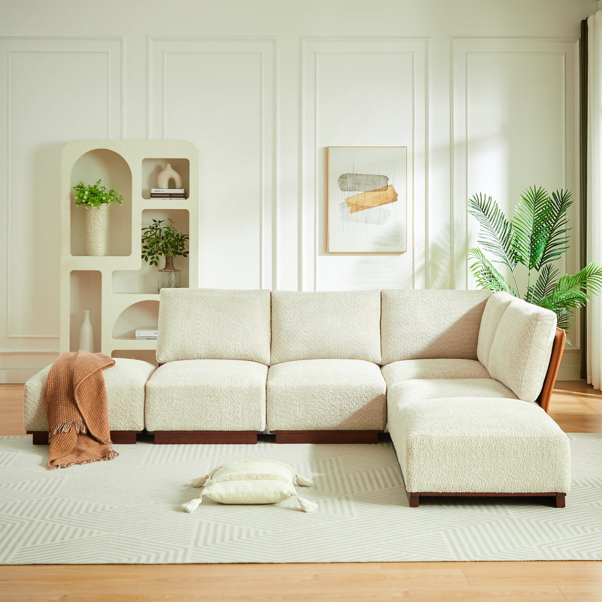 Velora 116 in. 6-Piece L Shaped Boucle Modular Sectional Sofa