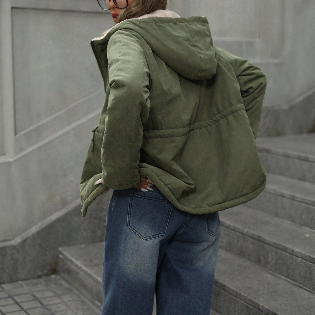 Womens Warm Hooded Cotton-Padded Coat