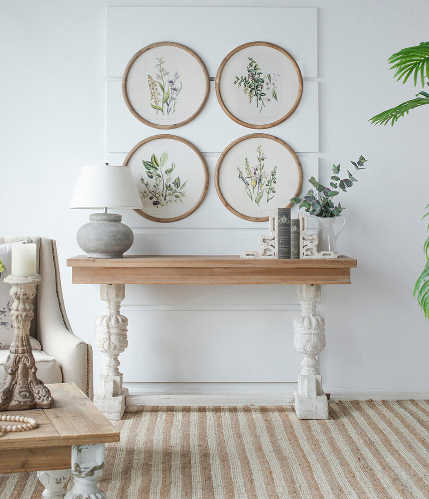 S/4 D19.7" Flora Print Round Frame