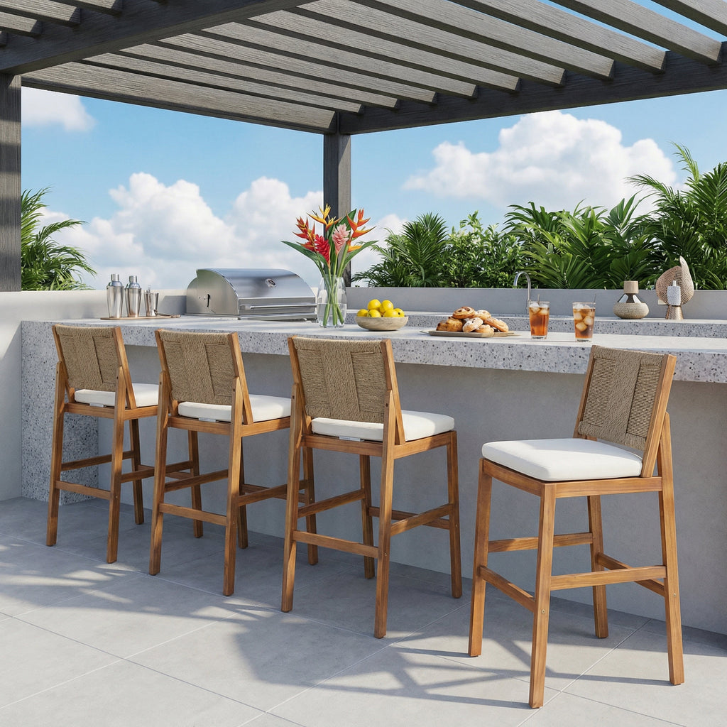 4 Piece Acacia Wood Patio Seating Set