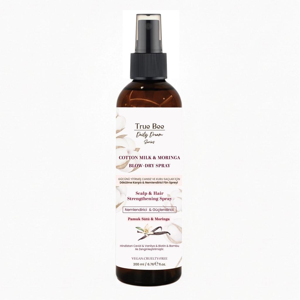 True Bee Cotton Milk & Moringa Anti-Shedding Blow Dry Spray 200 ml