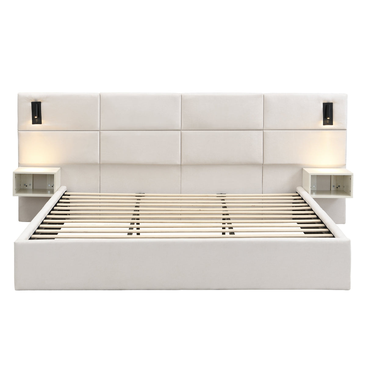 Soft, Comfortable, Luxurious Upholstered Smart Bed with Reading Light - King