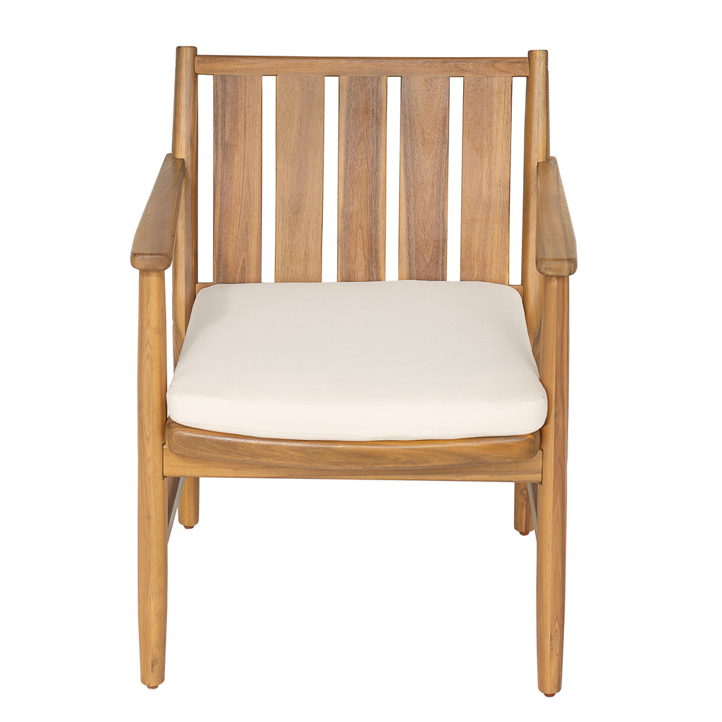 2-Piece Outdoor Acacia Wood Arm Dining Chairs with Removable Cushions