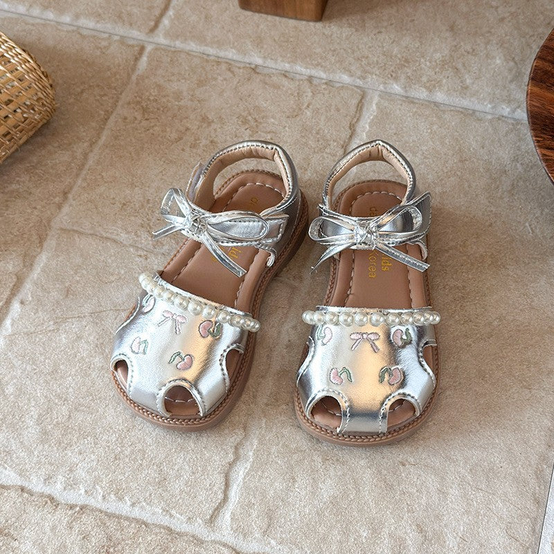 2026 Summer New Baby Girls Sandals, Closed-Toe Breathable Princess Shoes, Korean Fashion Little Kids Sandals