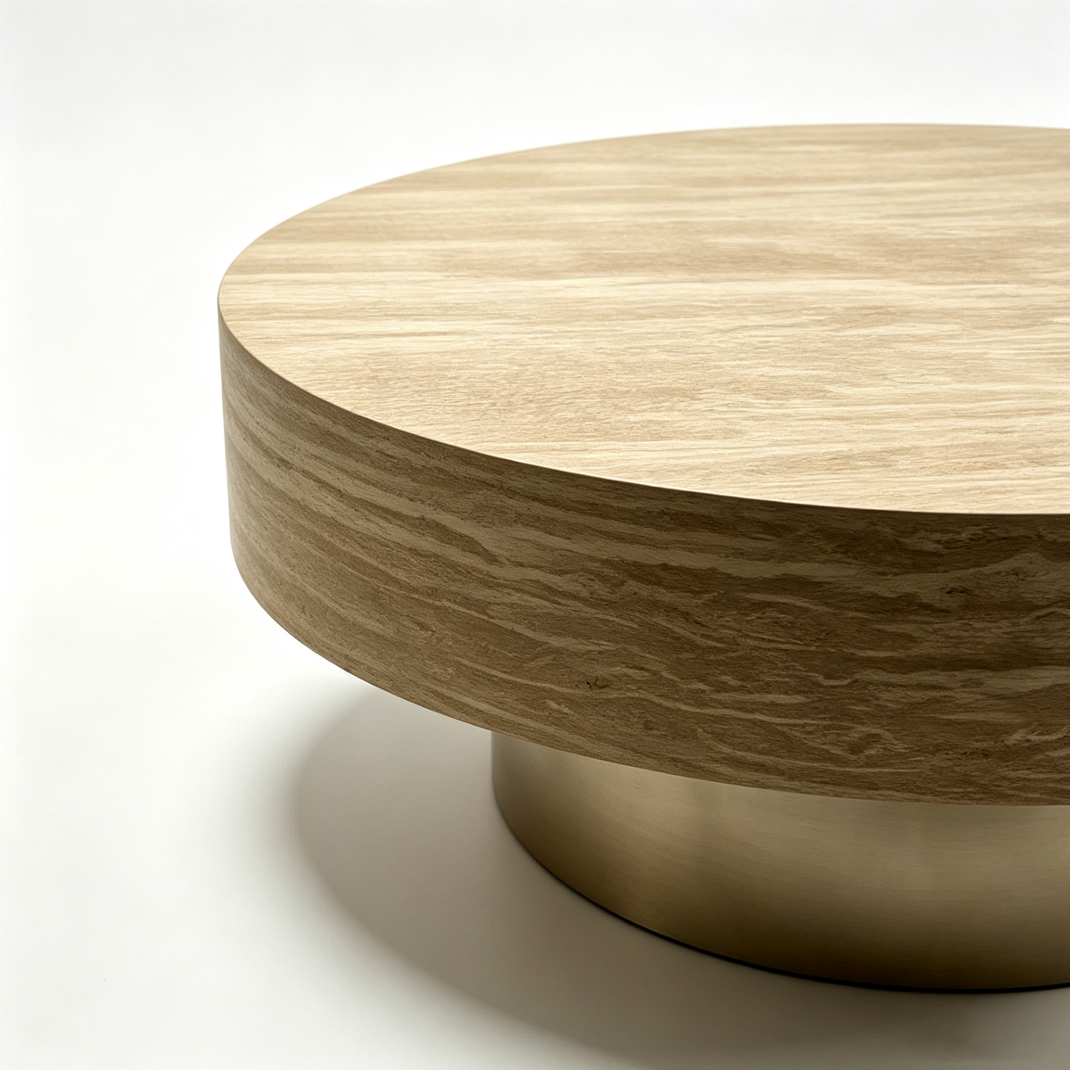 31.88 Inch Round Travertine Coffee Table