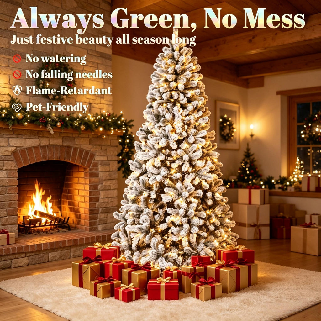 7.5 ft Pre-Lit Flocked Fraser Fir Artificial Christmas Tree