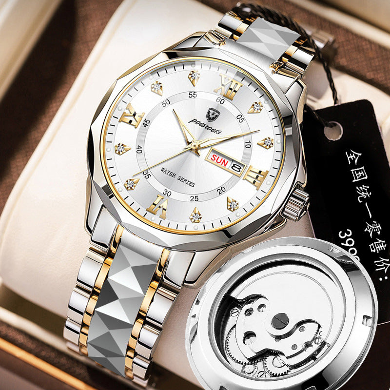Mens Mechanical Skeleton Transparent-Back Watch