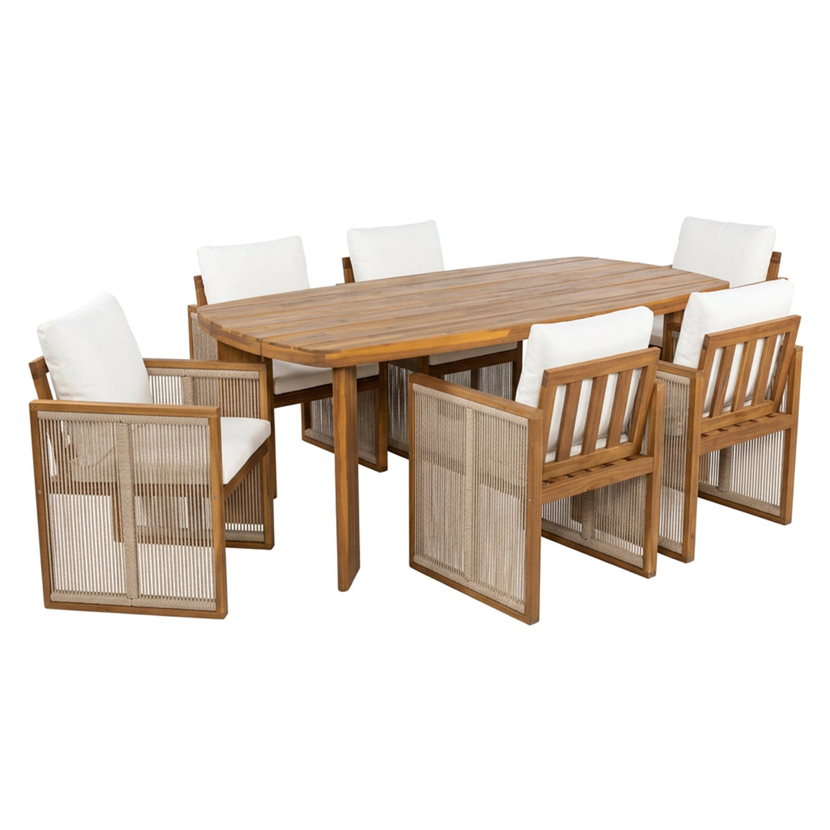 7-Piece Outdoor Patio Dining Set with Teak Finish