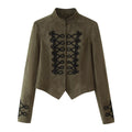 Womens Suede Stand-Neck Jacket Coat