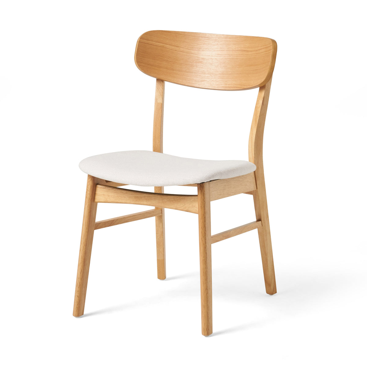 Set of 2 Dining Chairs - Upholstered Seat, Rubberwood Legs
