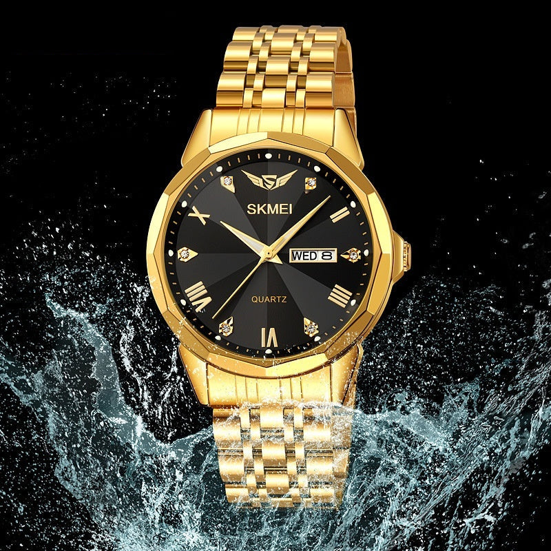 Business Solid Steel Band Calendar Casual Waterproof Watch