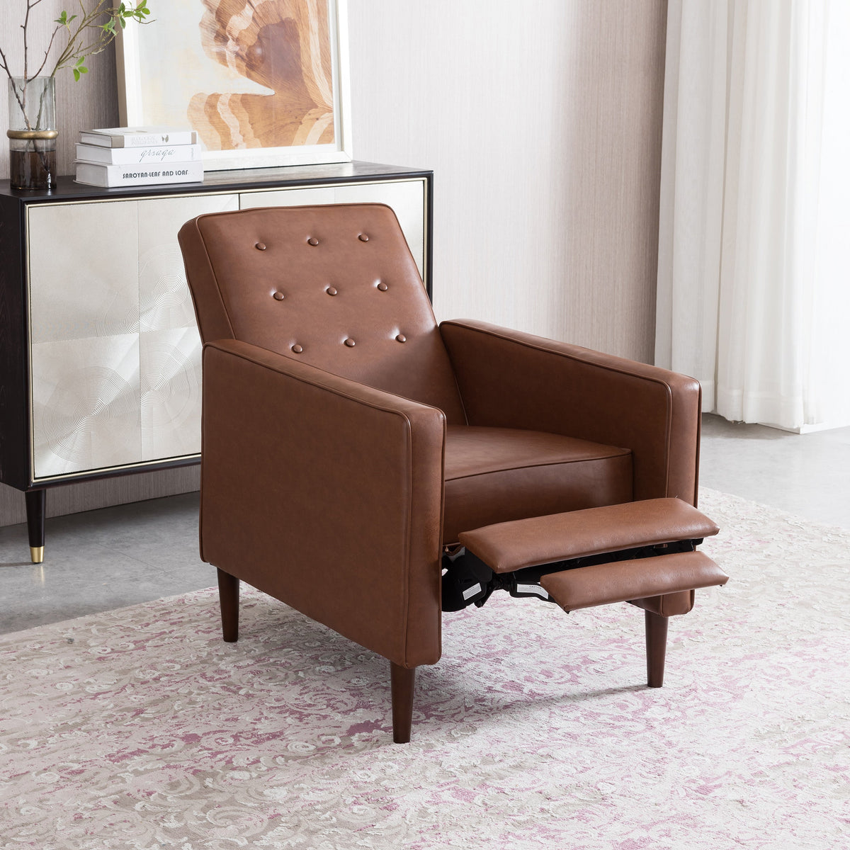 Mid-Century Modern Fabric Recliner Chair