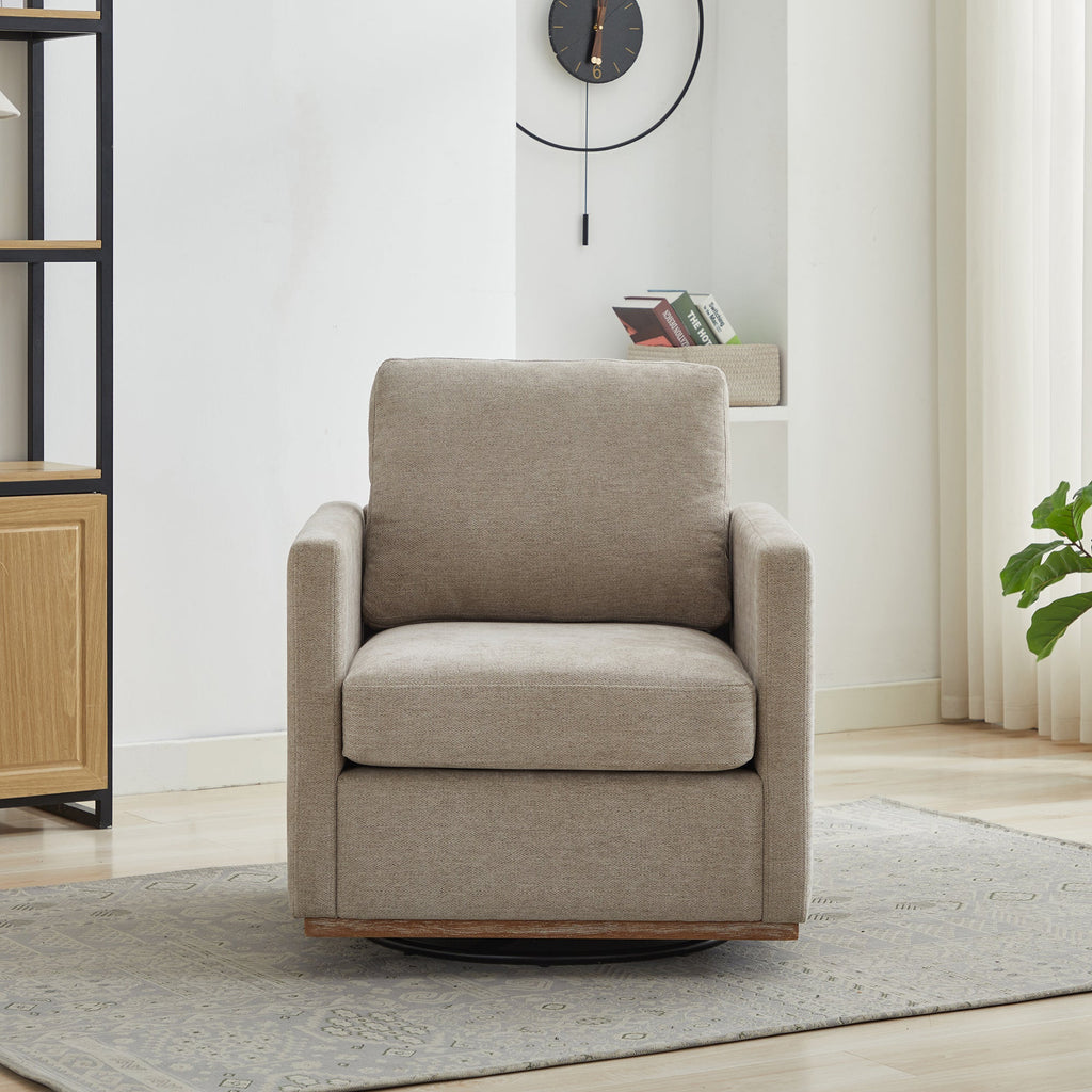 30.5"W Square Upholstered Swivel Accent Chair - Taupe