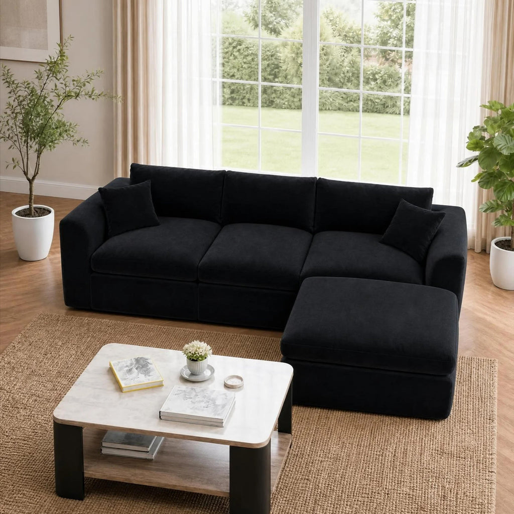 Compressed Modular Sectional Sofa with Ottoman