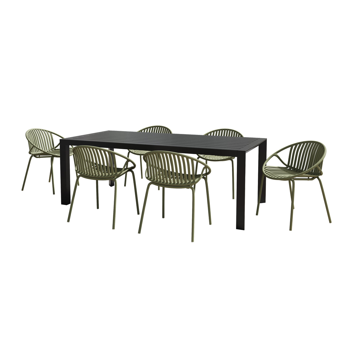 7 Pieces Outdoor Modern Metal and Polypropylene Dining Set