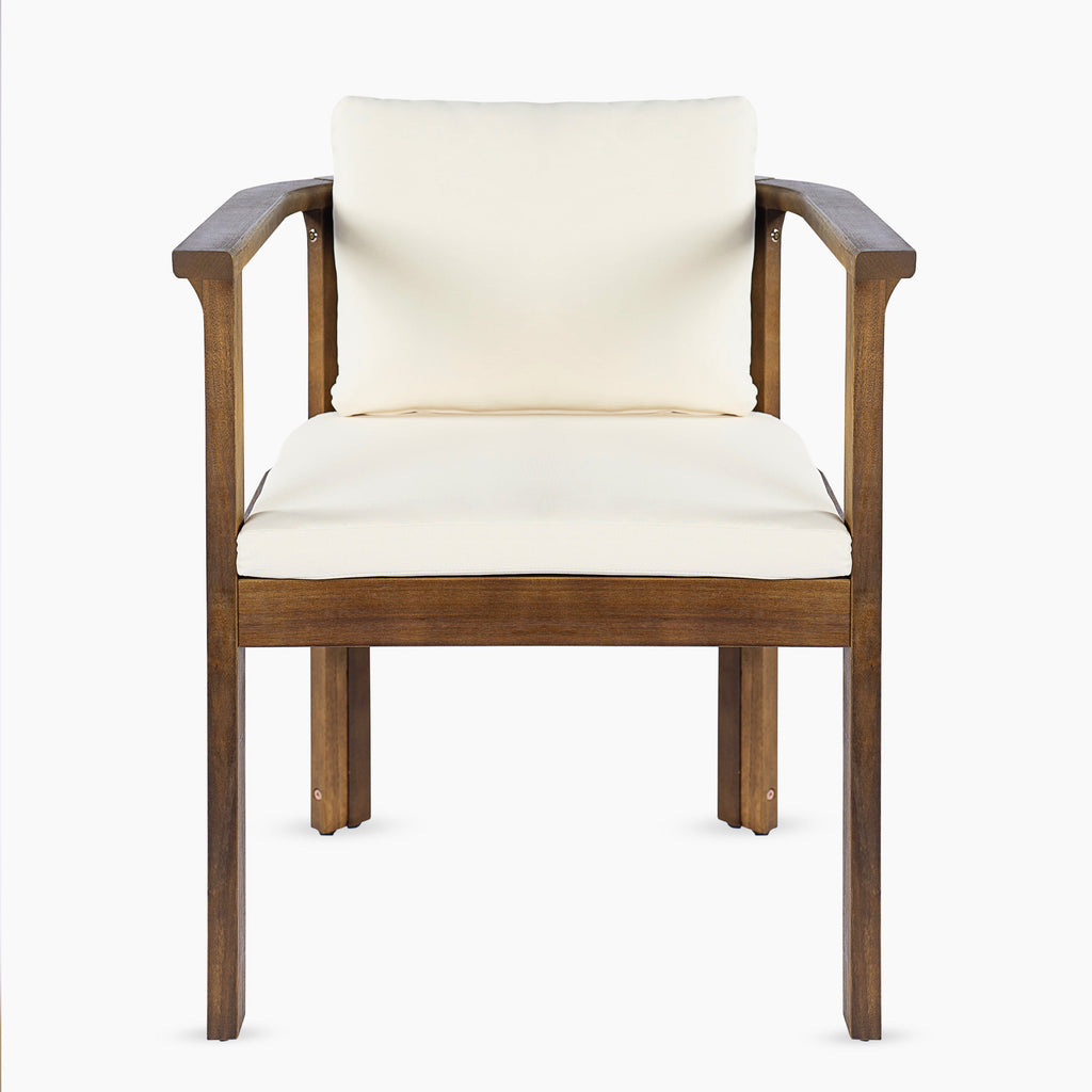 Outdoor Dining Chair Set of 4 with Curved Acacia Wood Arms