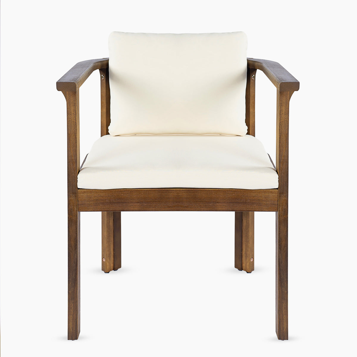 Outdoor Dining Chair Set of 4 with Curved Acacia Wood Arms