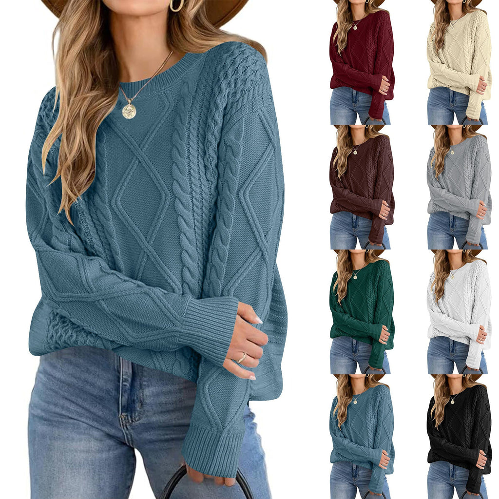 European And American Cross-Border Autumn And Winter New Loose Long-Sleeved Knitwears Retro Lazy Twisted Twist Knitwears Women's Pullover Knitwears