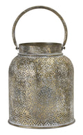 Punched bronze metal candle holder (set of 2)