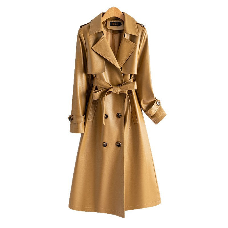 Womens New-style Fashionable Slimming Sheepskin Trench Coat