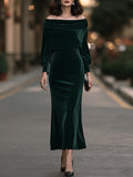 New Elegant Velvet Waist-cinching Dress