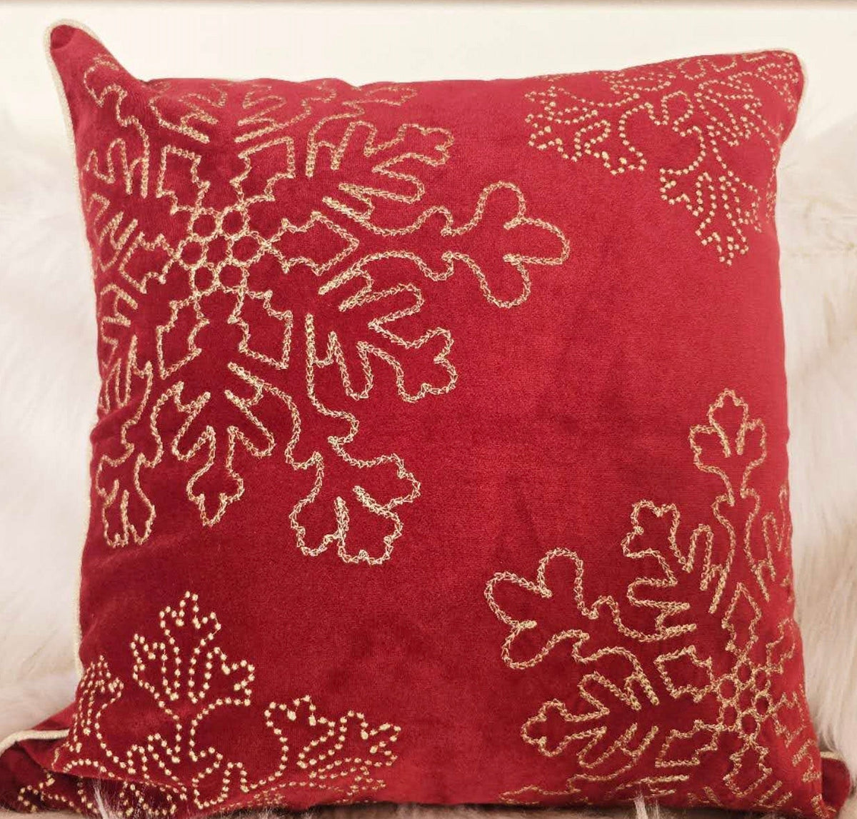 Red Velvet Holiday Throw Pillow 20x20
