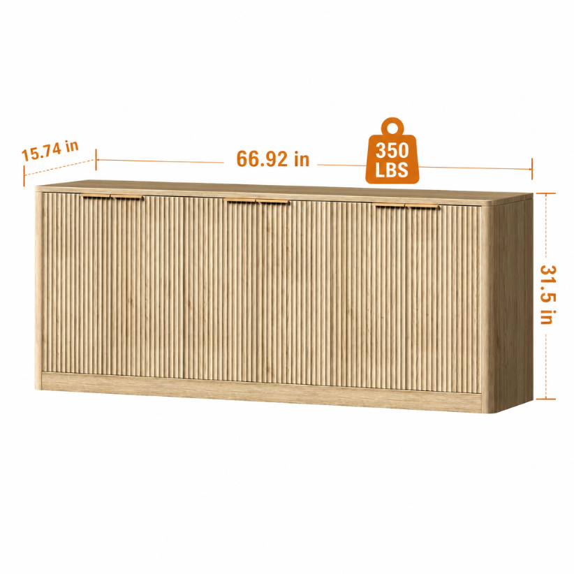 Natural Wood Sideboard Cabinet