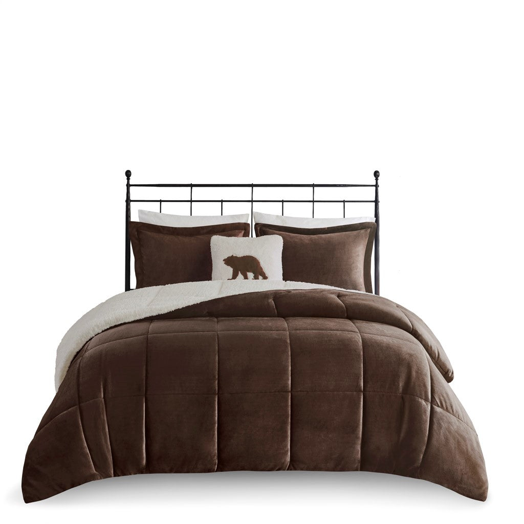 Full/Queen Plush to Sherpa Down Alternative Comforter Set