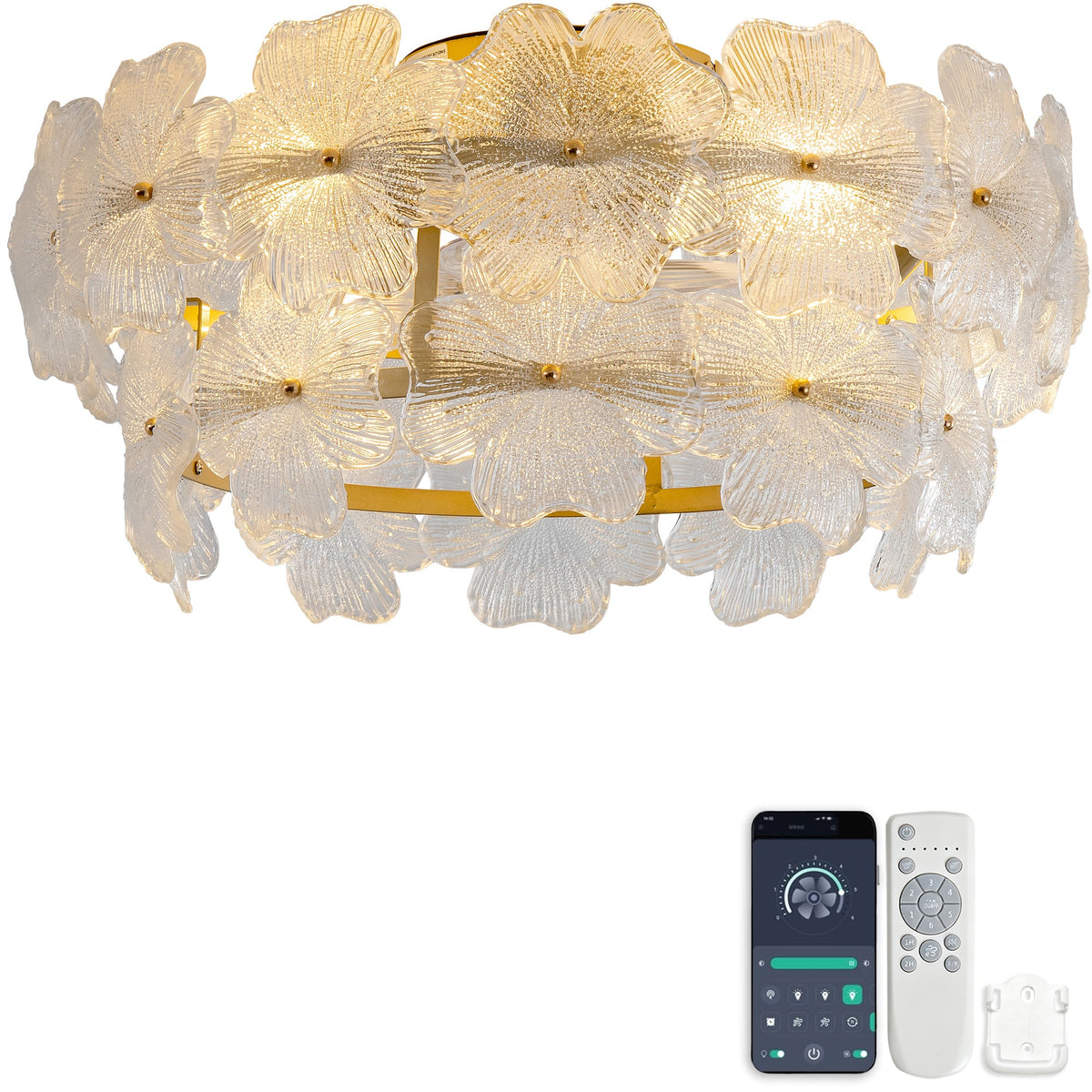 19-Inch Floral Glass Ceiling Fan