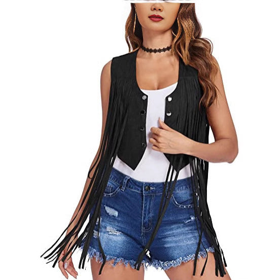 Suede-velvet Vest Womens Mid-length Top