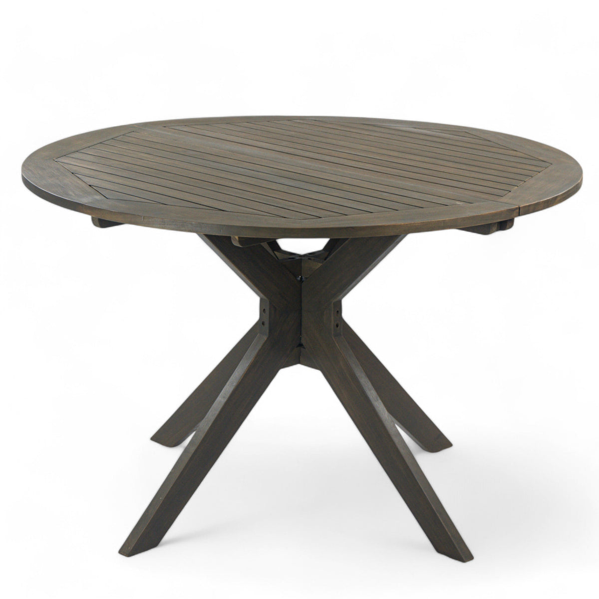 Stanford Outdoor Round Acacia Wood Dining Table with X Base