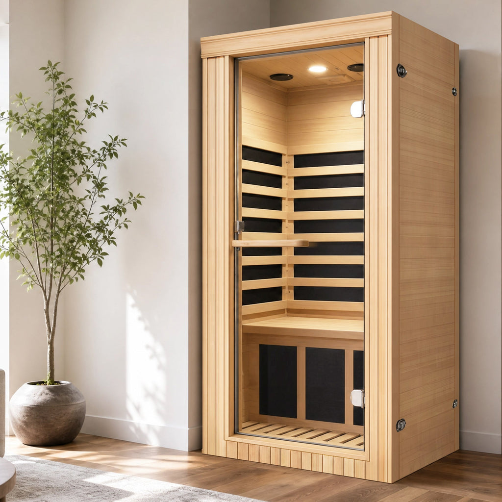 1020W Canadian Hemlock Single Mini Far Infrared Sauna Room