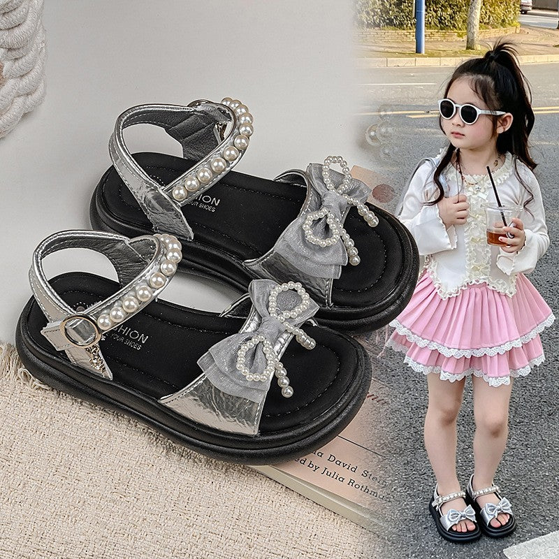 2026 Summer New Kids Sandals, Girls Fashion Versatile Princess Shoes, Stylish Soft Sole Beach Flat Shoes For Girls