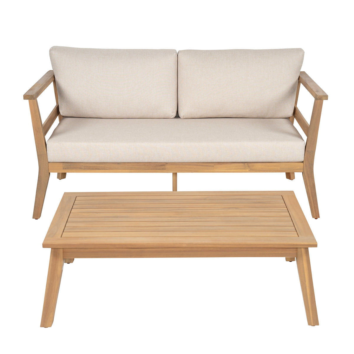 Acacia Outdoor Loveseat & Coffee Table for Patio