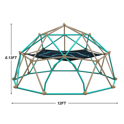 12ft Geometric Dome Climber Play Center, Kids Climbing Dome Tower with Hammock