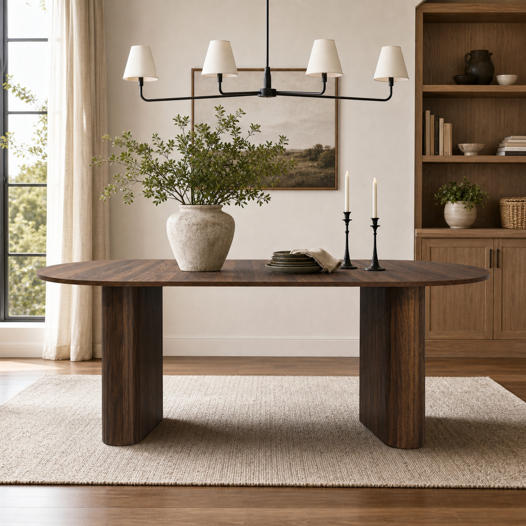 70.8" Oval Kitchen Dining Table in Walnut