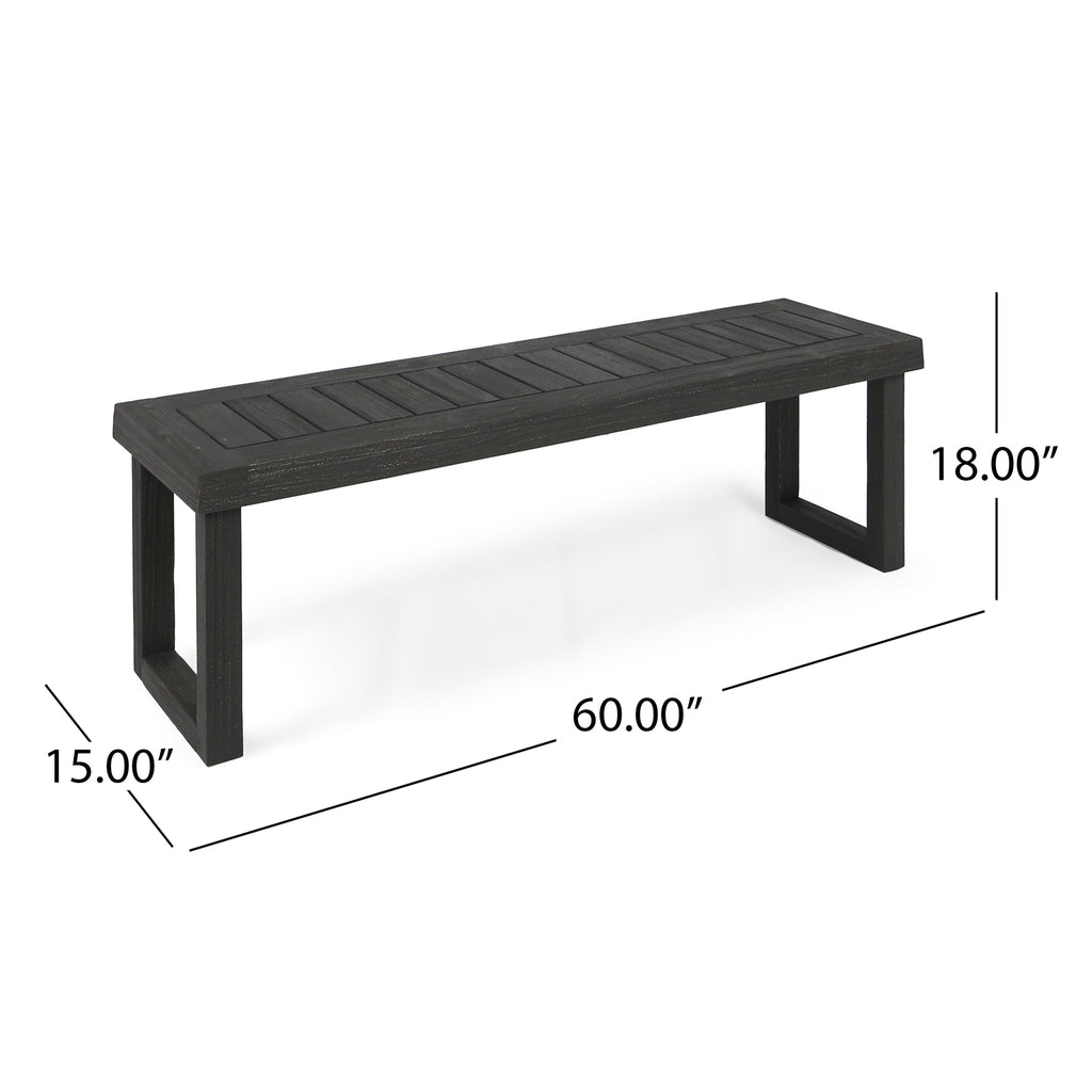 3-Piece Solid Acacia Wood Outdoor Dining Set, Sandblast Dark