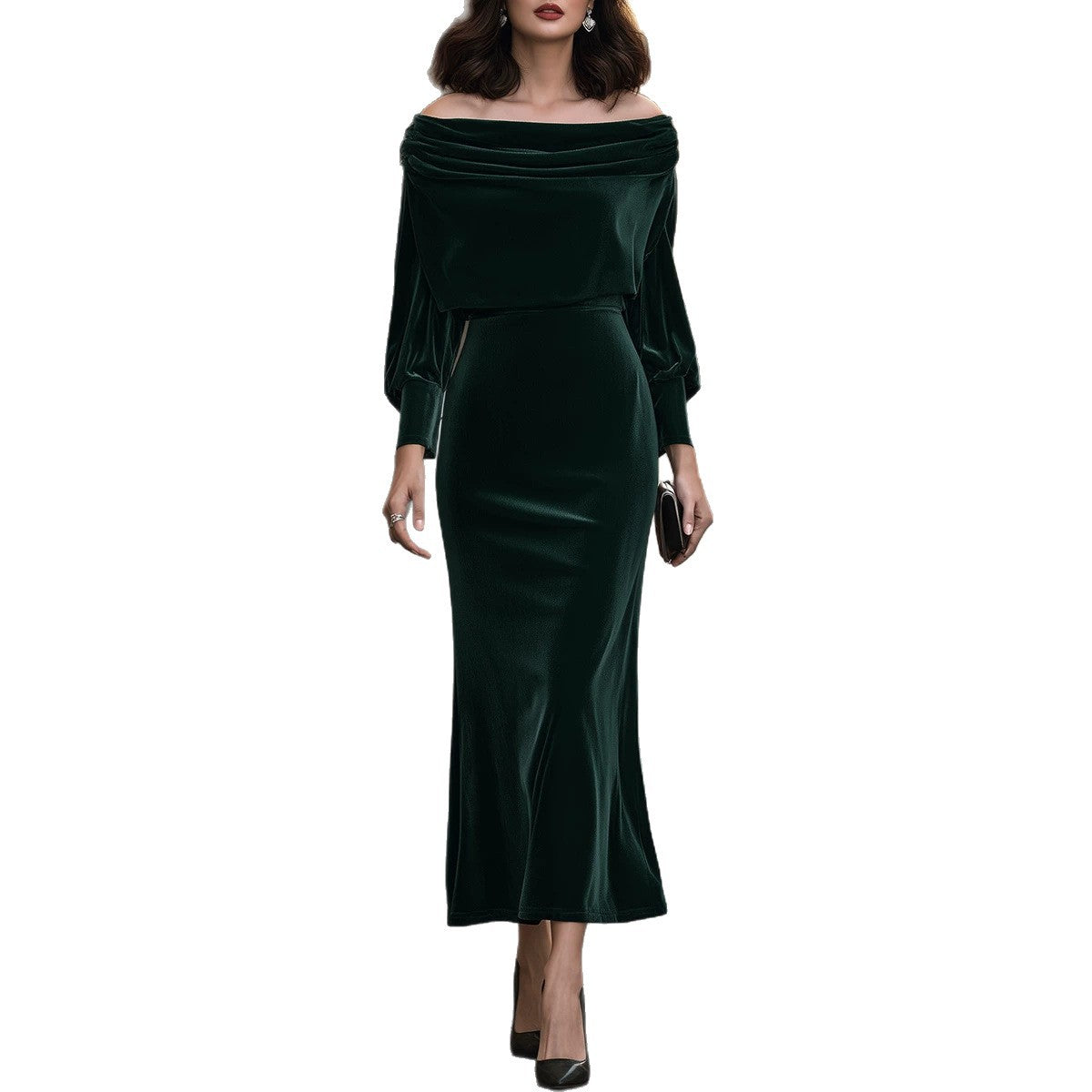 New Elegant Velvet Waist-cinching Dress