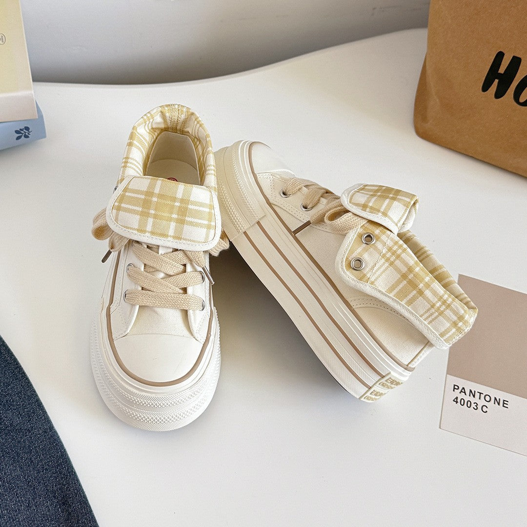 2025 New Korean Style Women's Platform Canvas Shoes, Two Ways To Wear, Summer Thin Breathable High-Top Casual Sneakers