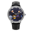 Mens Mechanical Watch With A Hollowed-out Design And Leather Strap