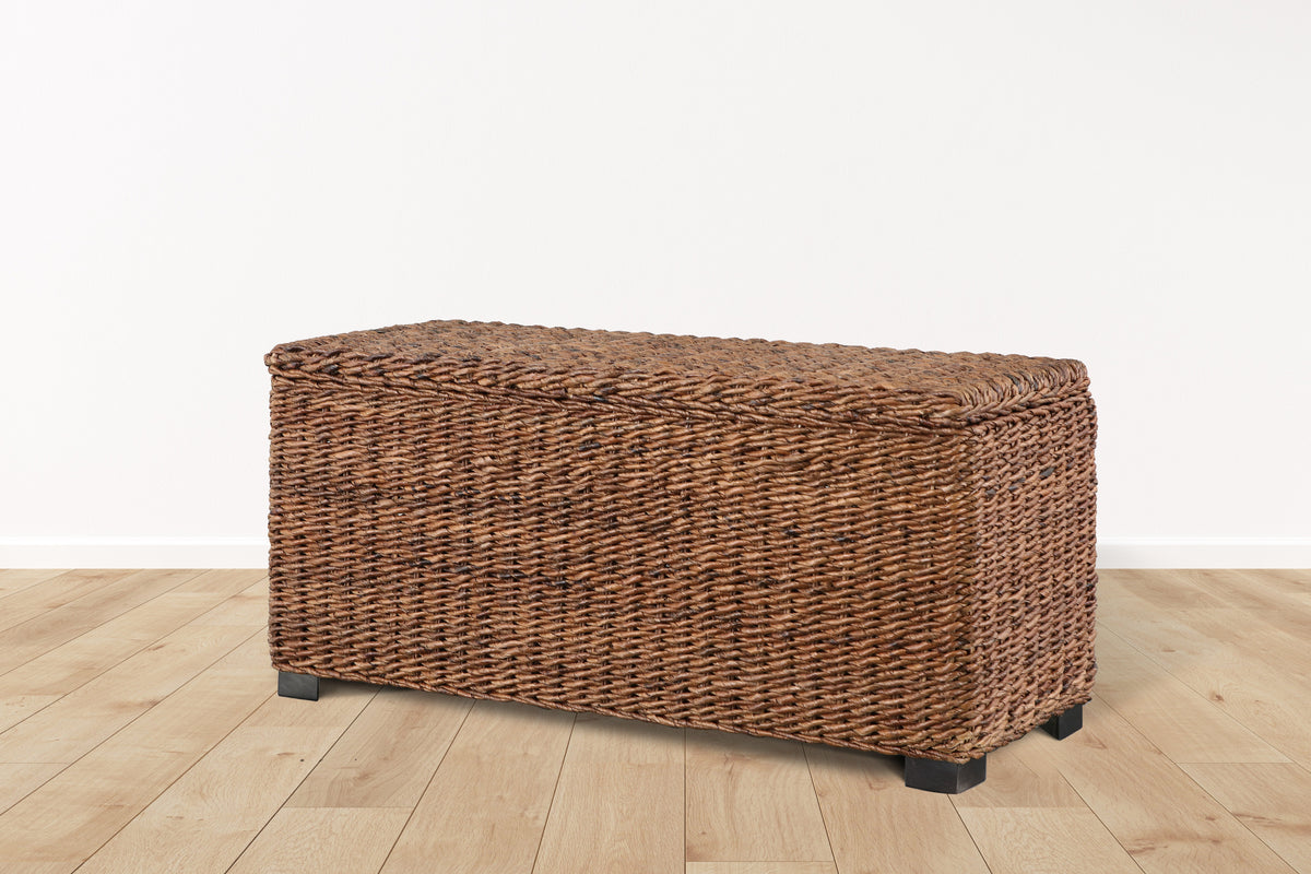 Woven Rattan Wicker Solid wood Banana Leaf Storage Trunk