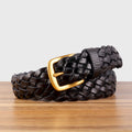 Vintage Woven Vegetable-Tanned Leather Belt