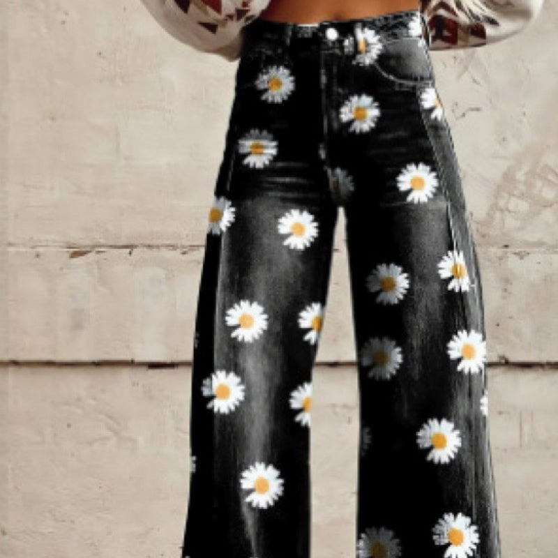 Women's Thin Faux Denim Straight-leg Pants