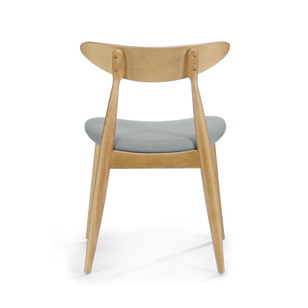 Set of 2 Retro Rubberwood Chairs with Ergonomic Back & Plush Cushions