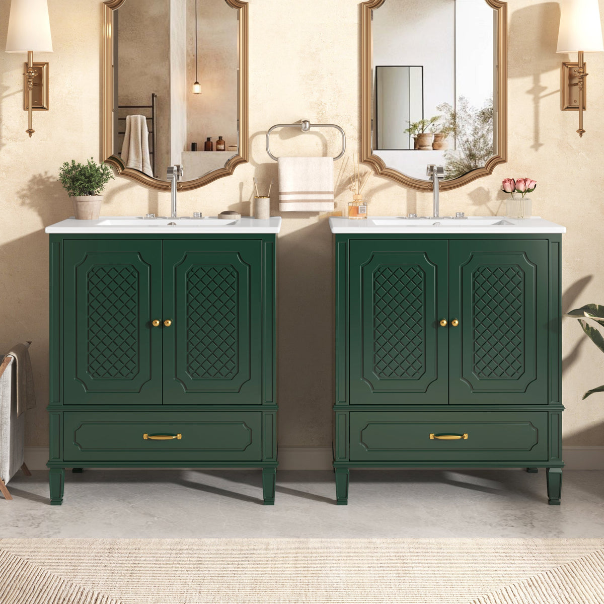 60" Bathroom Vanity with Double Sink Combo Set