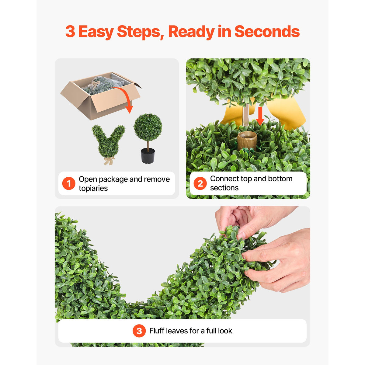 Artificial Topiary Bunny-Shape Boxwood Ball, 2 Set