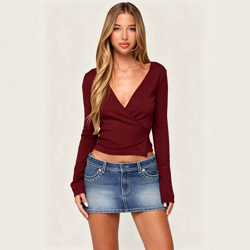 Women's V-neck Slim-fit Versatile Fashion Top